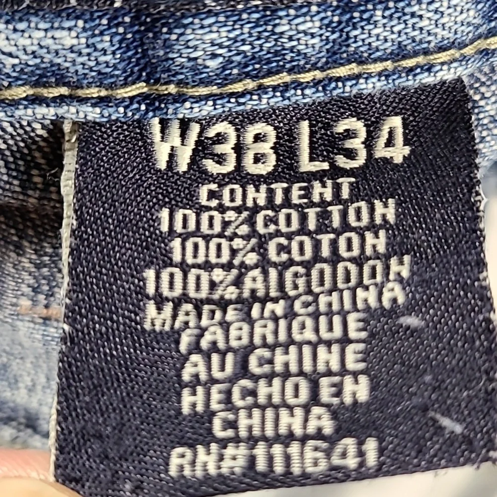 DRUNKN MUNKY VINTAGE 38x28 MENS DISTROYED FADED STRIGHT BAGY JEANS